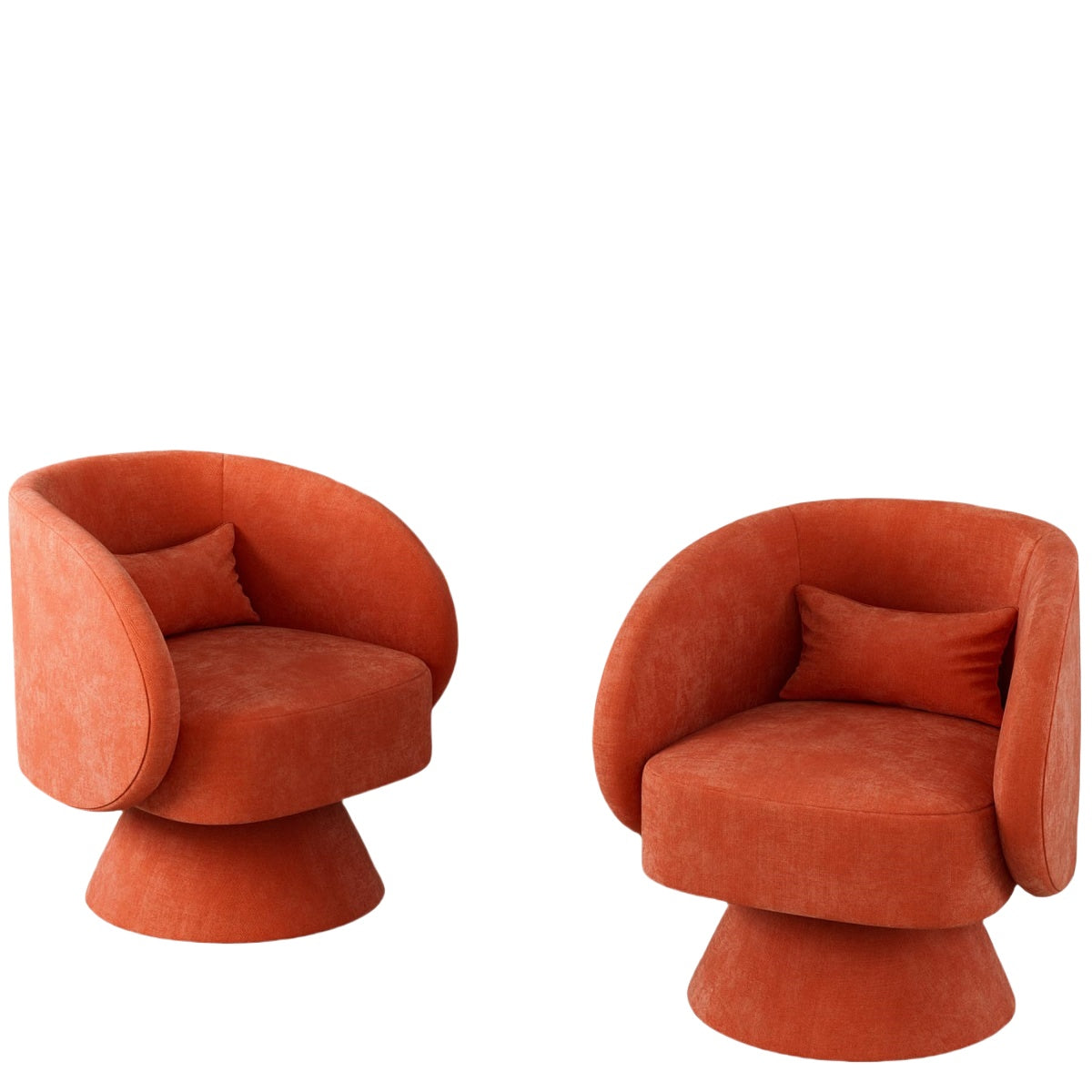 Orange Modern Swivel Barrel Chairs|Soft Linen Upholstery