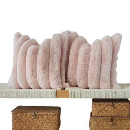 Pink Faux Fur Plush Throw Pillow Covers|Easy Care