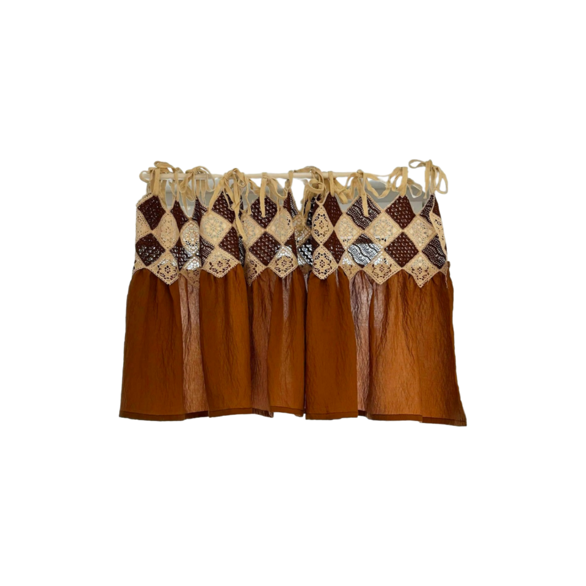 Rustic Boho Crochet Short Curtain