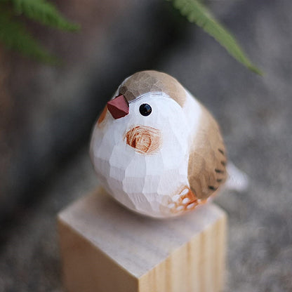 Hand-Carved Wooden Bird Figurine