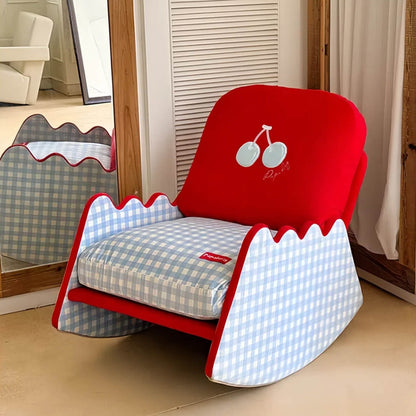 Classic Red Gingham Rocking Chair