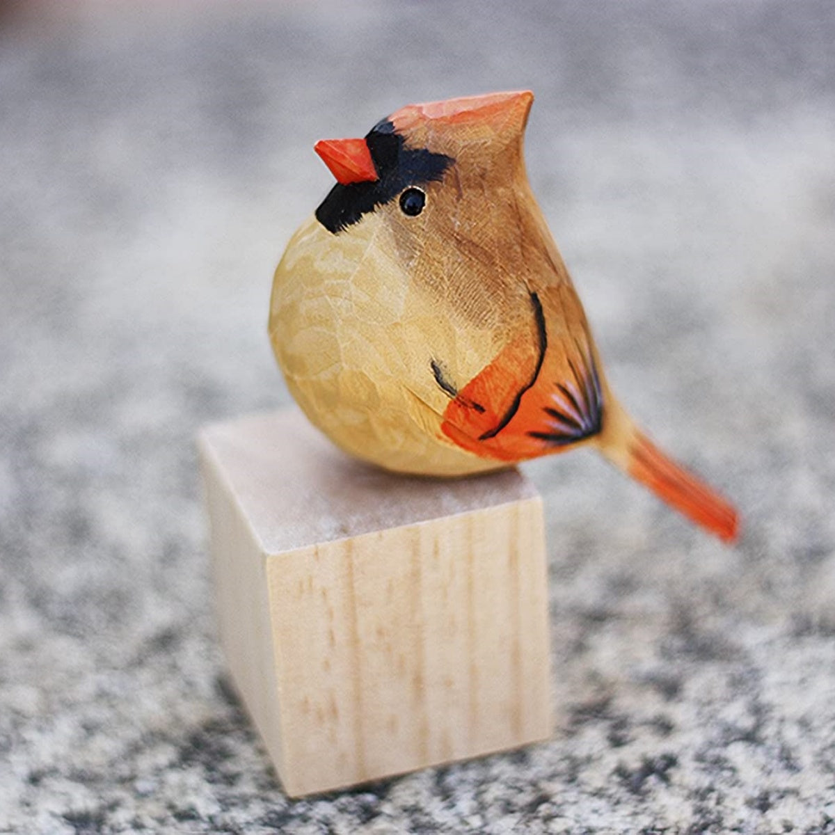 Hand-Carved Wooden Bird Figurine