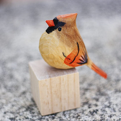 Hand-Carved Wooden Bird Figurine