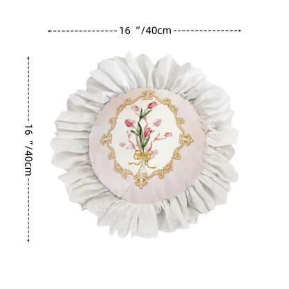 Powder Grace French Luxury Lace Throw Pillow