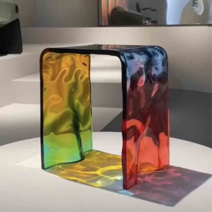 Wave-Pattern Acrylic Cube Stool