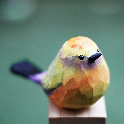 Hand-Carved Wooden Bird Figurine