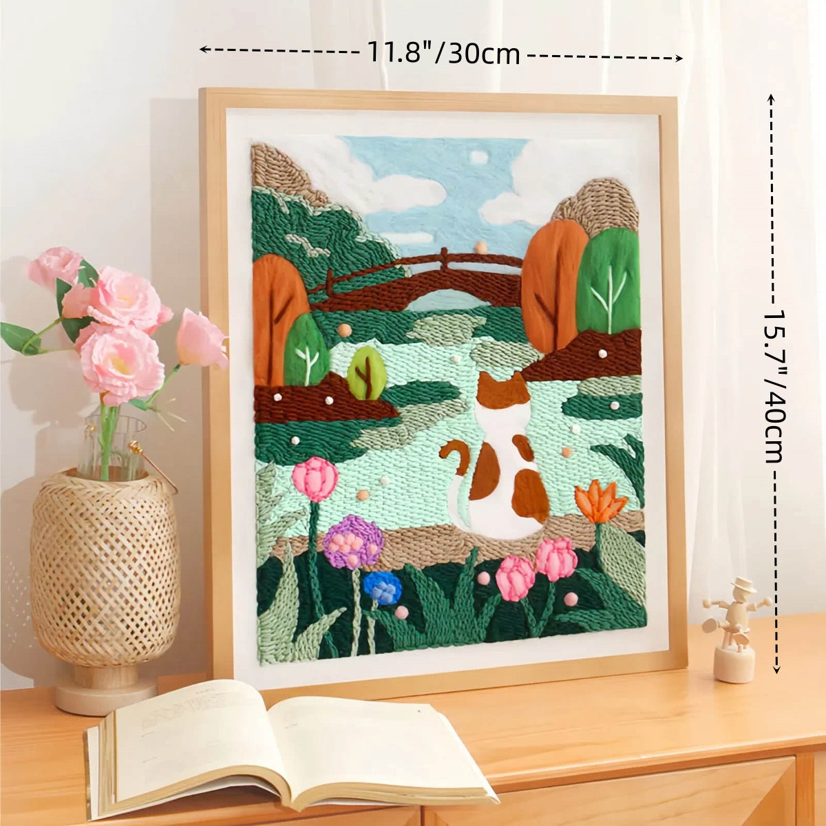 Garden Bridge & Cat DIY Punch Needle Art Kit