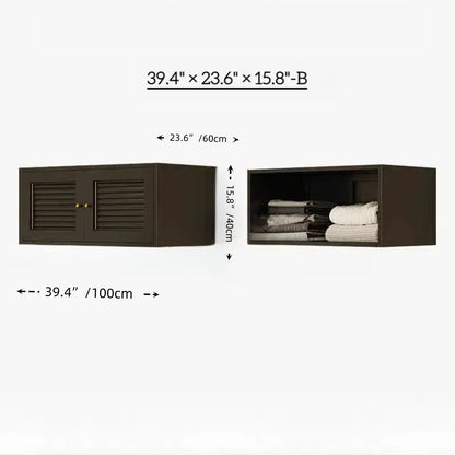 Vintage Louvered Steel Wardrobe (Black)