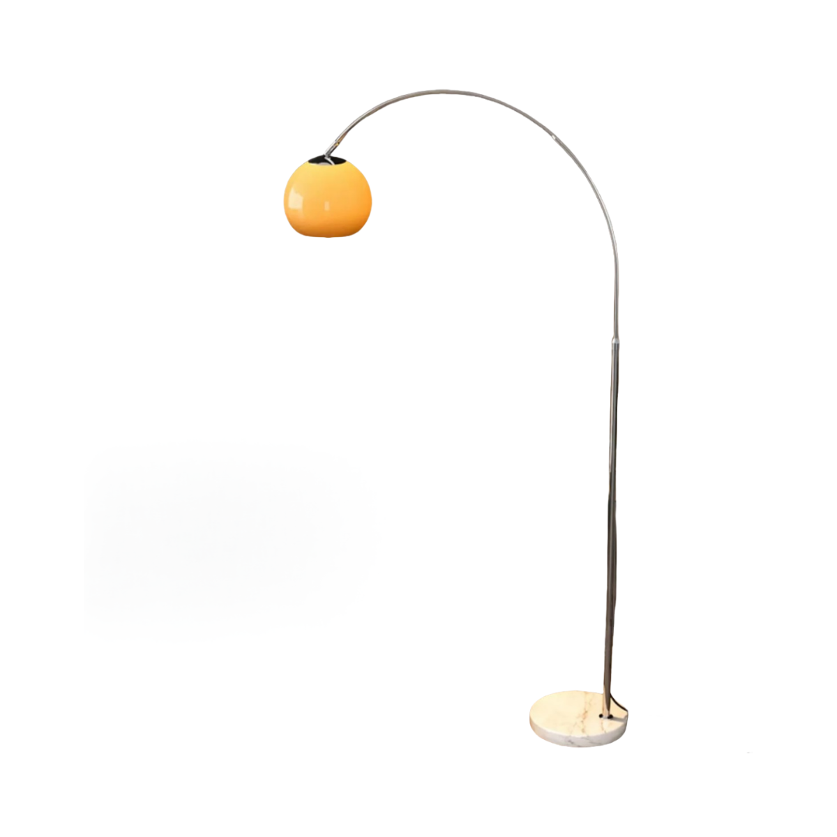 Sunset Glow Arc LED Floor Lamp |Glass globe shade in warm sunset tones adds a romantic, soft glow to your space.