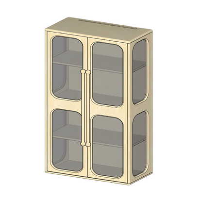 Tall Glass-Door Cabinet (Large) Flip-Up & Glass Door Options |Hidden Light Groove Design