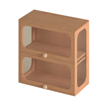 Two-Tier Cabinet(Cherry Wood) Curio Display Cabinet |Unique Slanted Cabinet Options