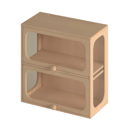 Two-Tier Cabinet(Hard Maple) Curio Display Cabinet| Modular & Stackable Design