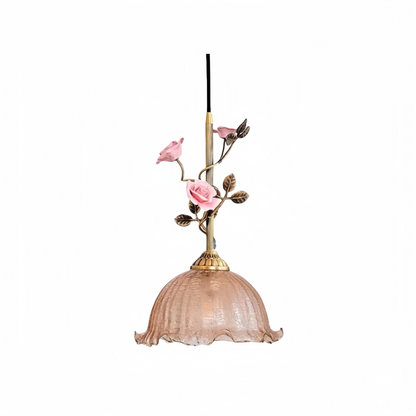 Vintage French Brass Rose Pendant Light|Premium Materials