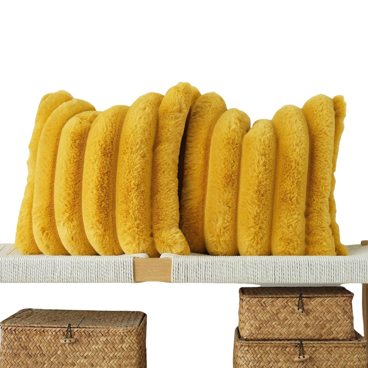 Yellow Faux_Fur_Plush_Throw_Pillow_Covers|Handpicked Faux Fur Fabric