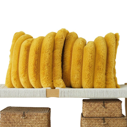 Yellow Faux_Fur_Plush_Throw_Pillow_Covers|Handpicked Faux Fur Fabric