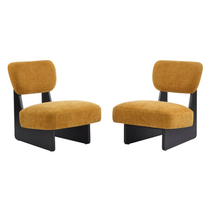 Yellow Modern Armless Accent Chairs|Supportive Backrest