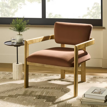 Rust Haven Solid Oak Accent Chair