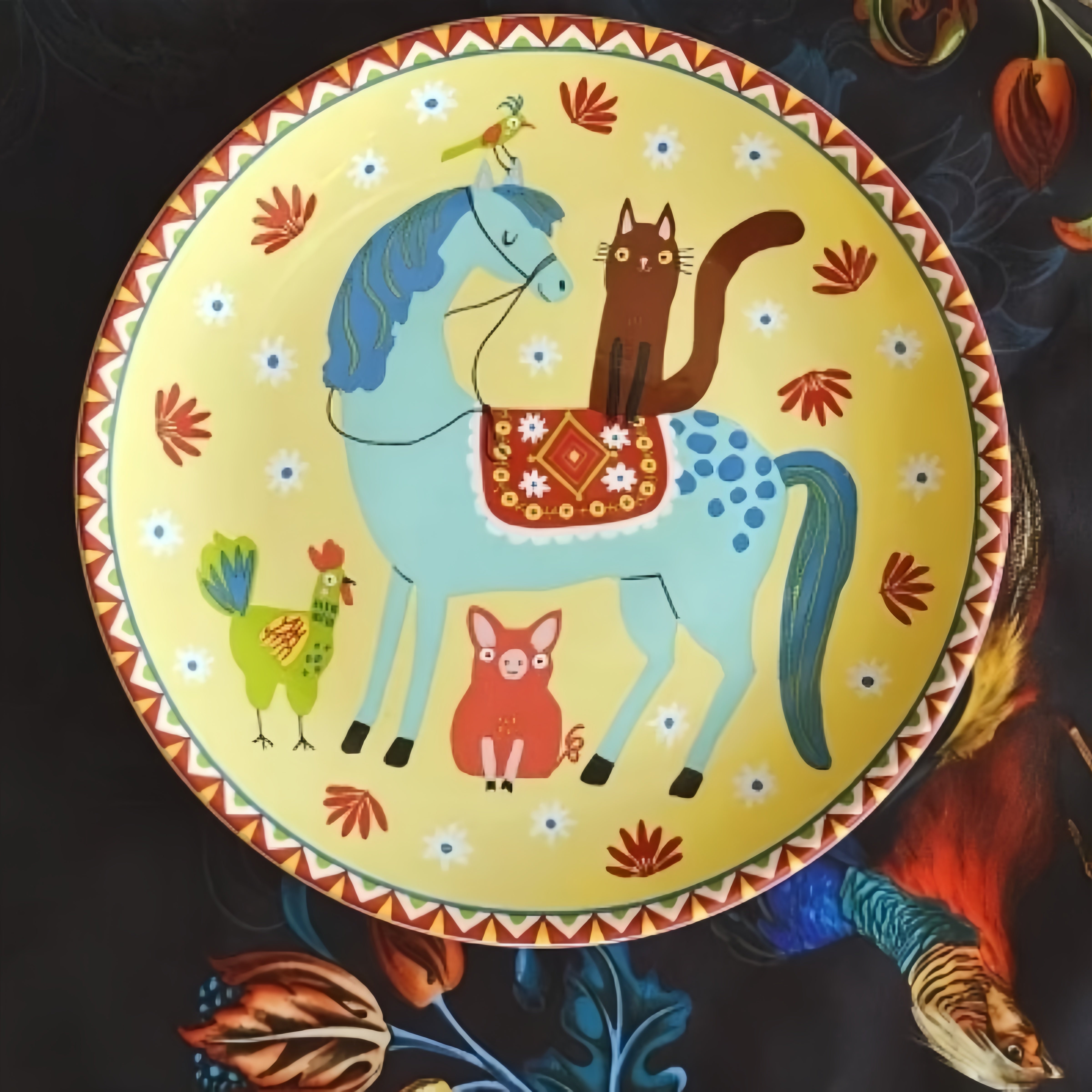 Farmhouse Hand-Painted Ceramic Plates