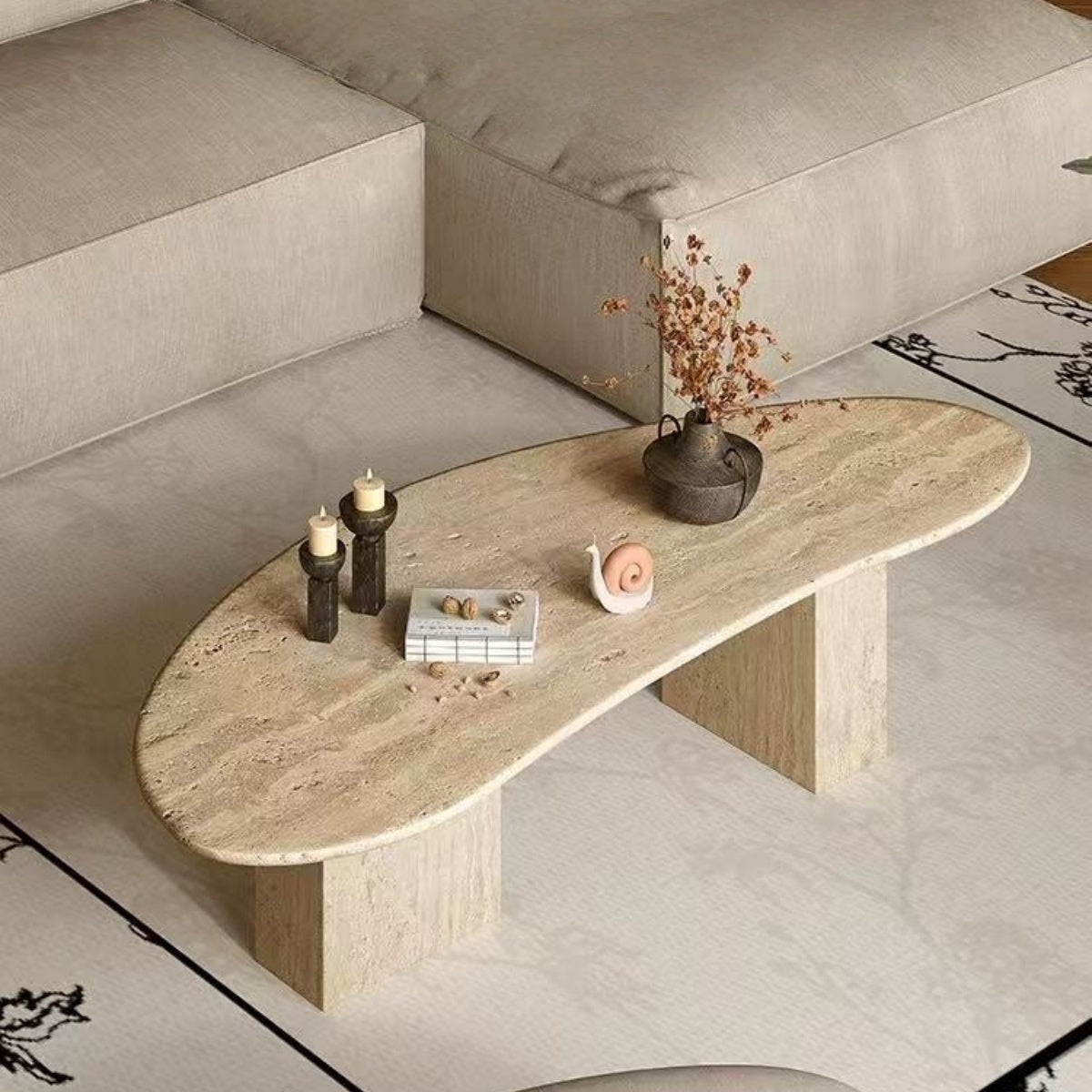 Aristea Travertine Geometric Coffee Table