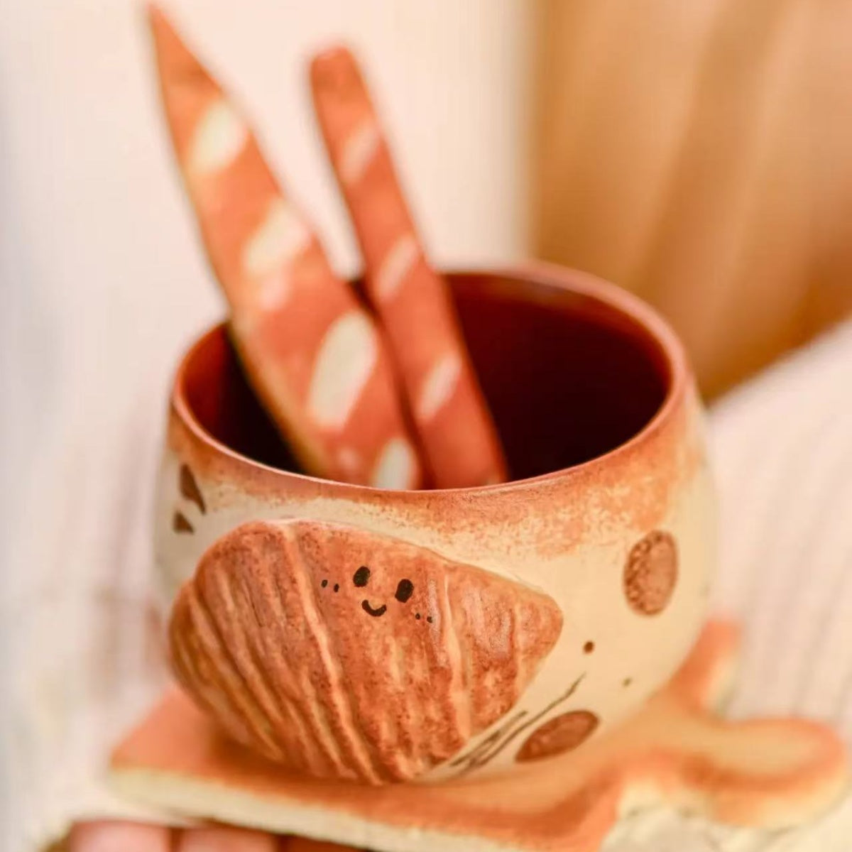 cute bakery style ceramic cup for coffee or tea