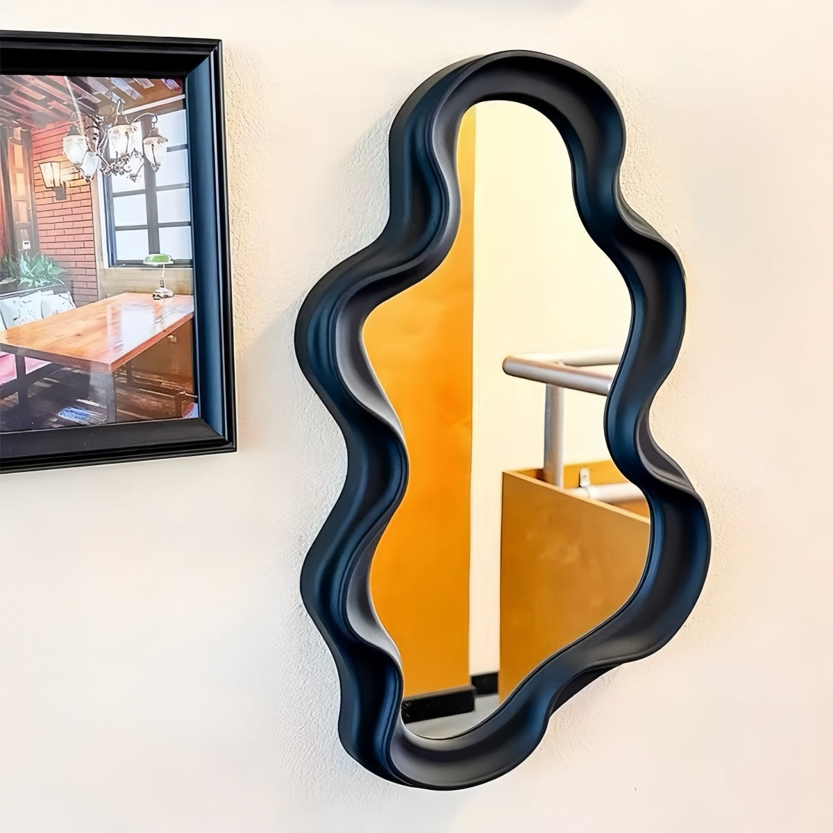 Cloud-Shaped Flocking Wall Mirror
