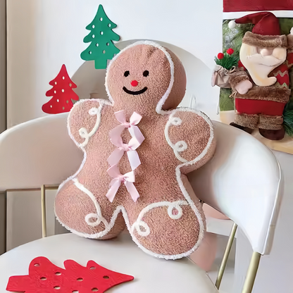 Christmas Gingerbread Snowman Plush Pillow