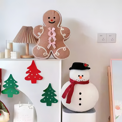 Christmas Gingerbread Snowman Plush Pillow