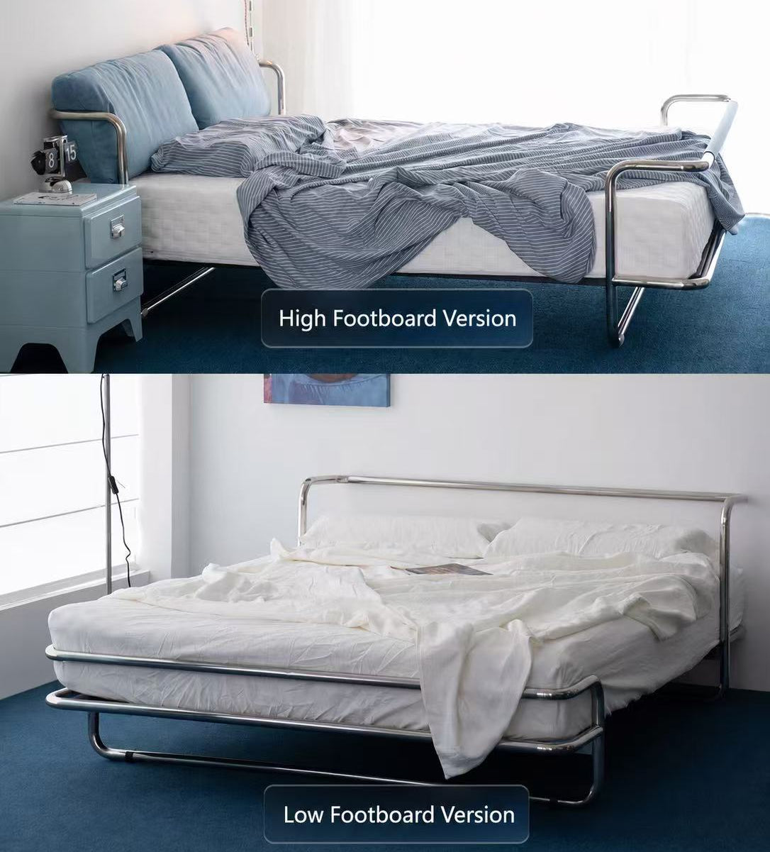 Minimalist Floating Stainless Steel Bed Frame