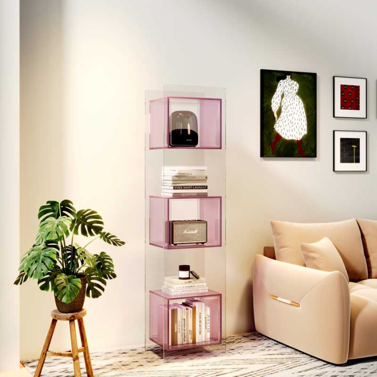 acrylic rack for organizing books and decorative items