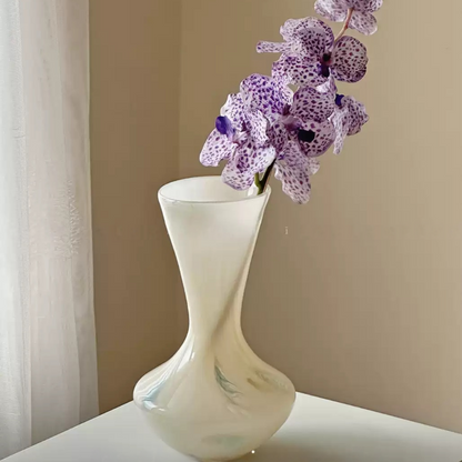 modern sculptural glass vase for floral arrangement