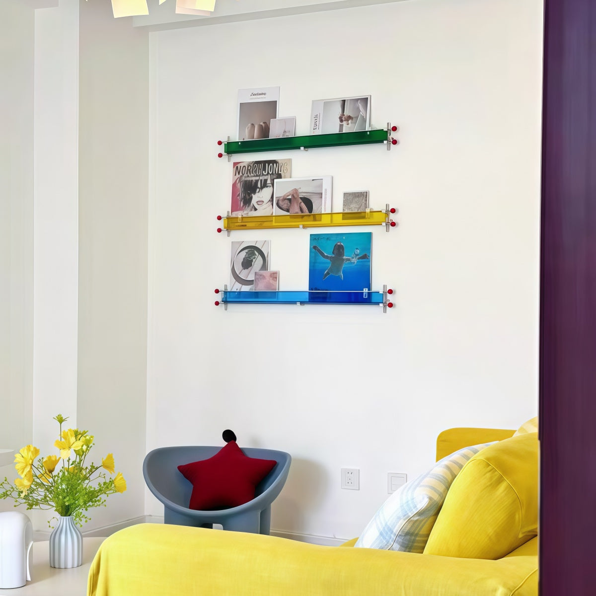 minimalist transparent shelf bauhaus style interior