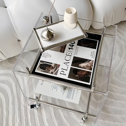 modern transparent coffee cart with wheels