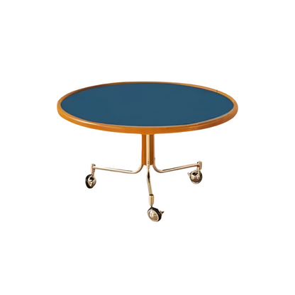 rolling round tea table with wheels modern design