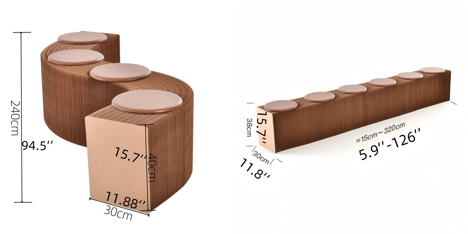 Paper Color Bench expandable paper bench, folding bench, space-saving furniture, eco ...