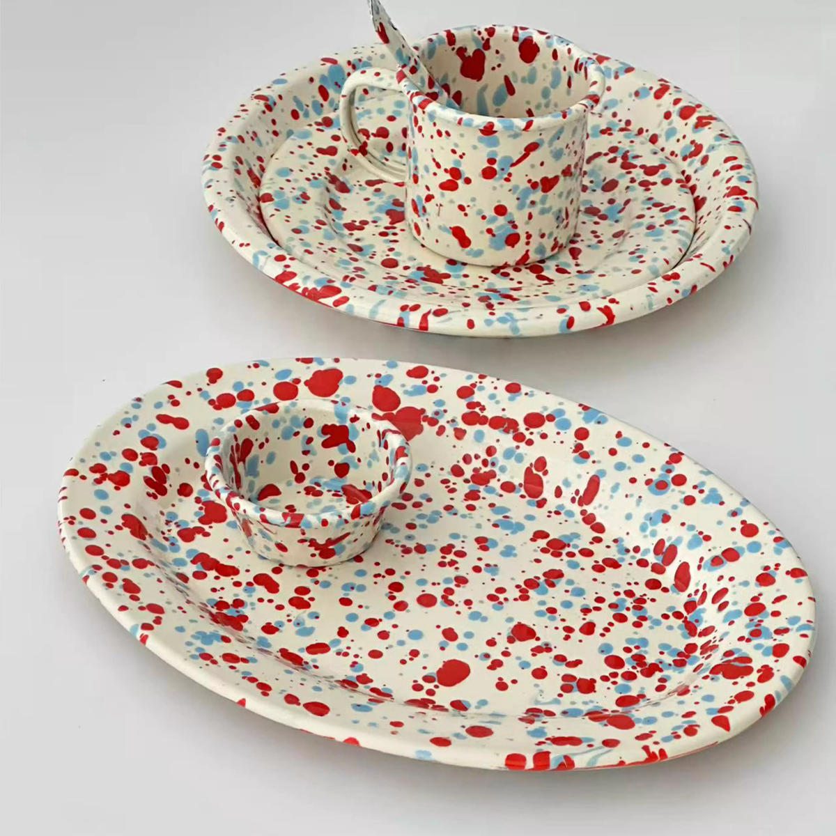 modern splatter dinnerware for aesthetic table setting